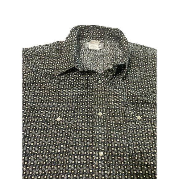 Wrangler Men's Black Paisley Print Button-Up Western Shirt Size XXL - Picture 2 of 4